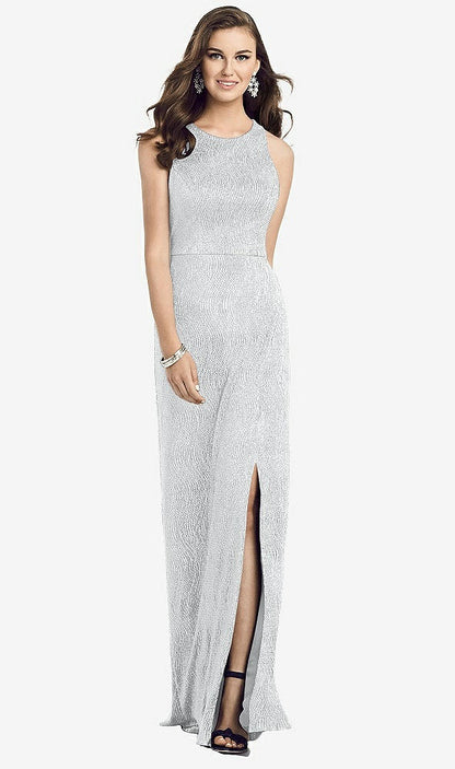 【STYLE: 3063】Sleeveless Scoop Neck Metallic Trumpet Gown【COLOR: Silver】