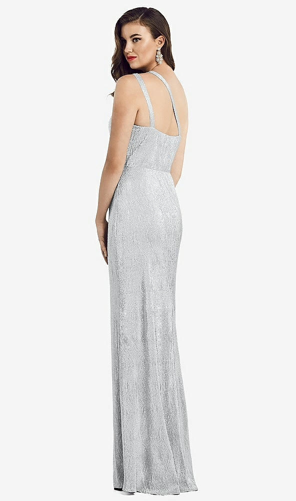 【STYLE: 3064】One-Shoulder Twist Metallic Trumpet Gown【COLOR: Silver】
