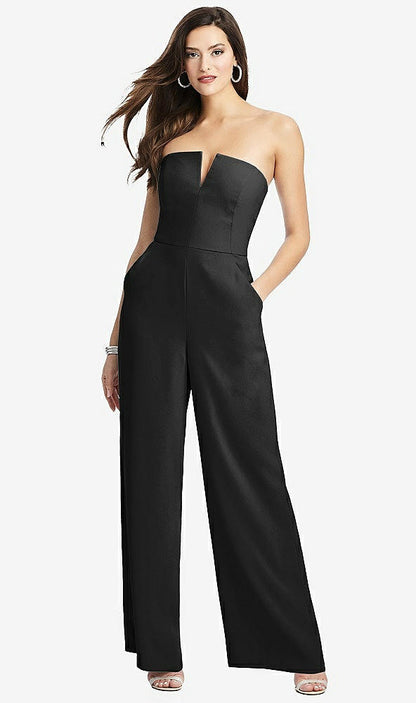 【STYLE: 3066】Strapless Notch Crepe Jumpsuit with Pockets【COLOR: Black】