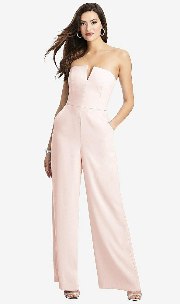 【STYLE: 3066】Strapless Notch Crepe Jumpsuit with Pockets【COLOR: Blush】