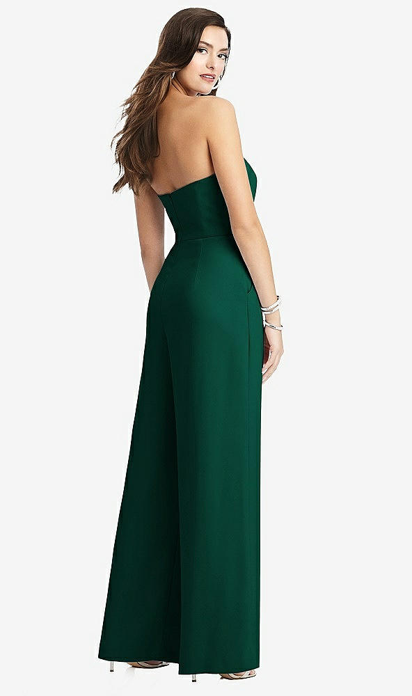 【NEW】【STYLE: 3066】ストラップレス ノッチ クレープ ジャンプスーツ ポケット付き【COLOR: Hunter Green】【SIZE: 00-30W】