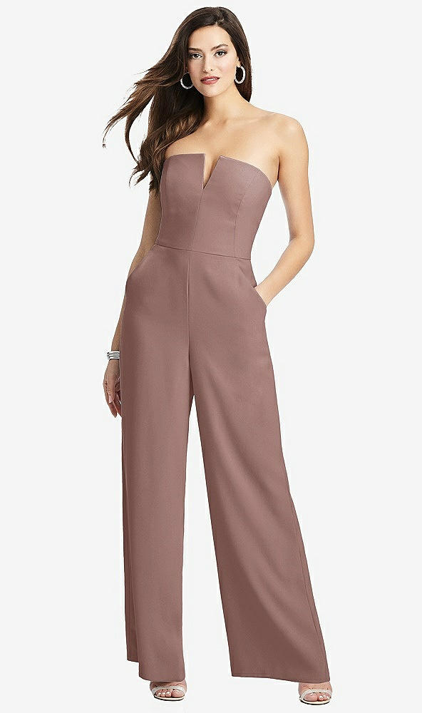 【STYLE: 3066】Strapless Notch Crepe Jumpsuit with Pockets【COLOR: Sienna】