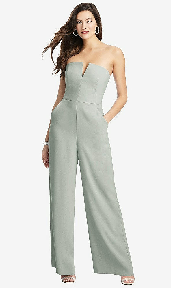 【STYLE: 3066】Strapless Notch Crepe Jumpsuit with Pockets【COLOR: Willow Green】