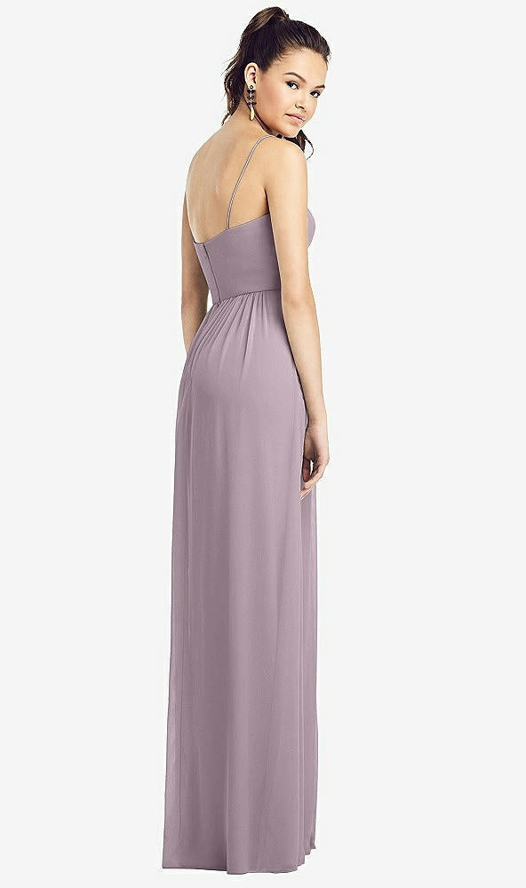 【NEW】【STYLE: TH017】スリム スパゲッティ ストラップ シフォン ドレス 前面 スリット 【COLOR: Lilac Dusk】【SIZE: 00-30W】