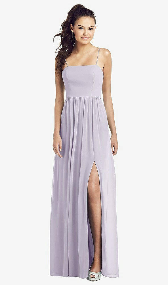 【STYLE: TH017】Slim Spaghetti Strap Chiffon Dress with Front Slit 【COLOR: Moondance】