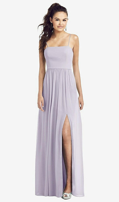 【STYLE: TH017】Slim Spaghetti Strap Chiffon Dress with Front Slit 【COLOR: Moondance】