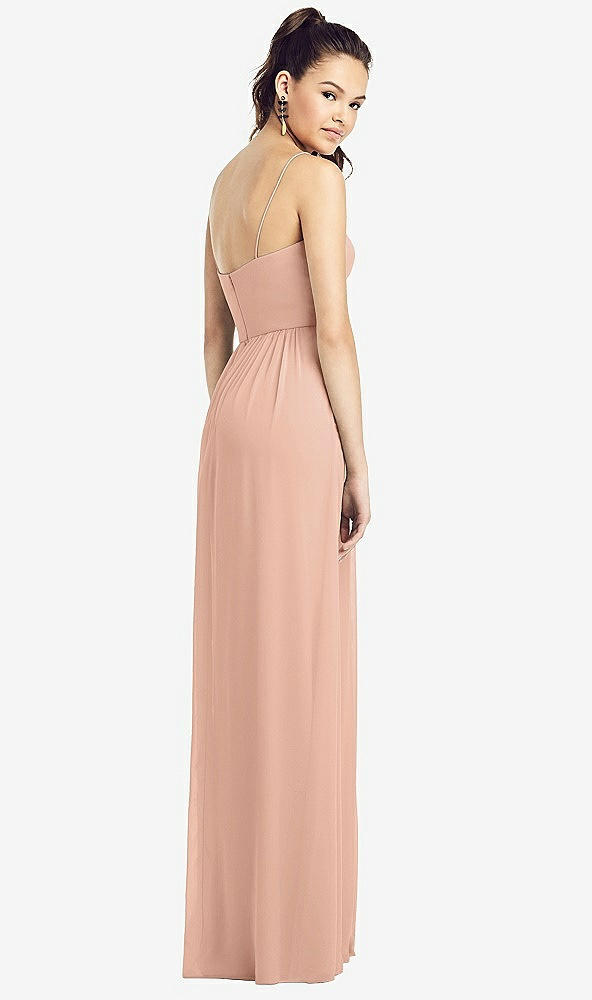 【STYLE: TH017】Slim Spaghetti Strap Chiffon Dress with Front Slit 【COLOR: Pale Peach】