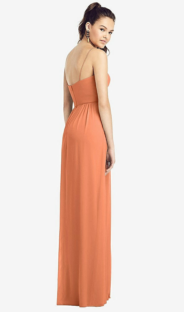 【STYLE: TH017】Slim Spaghetti Strap Chiffon Dress with Front Slit 【COLOR: Sweet Melon】