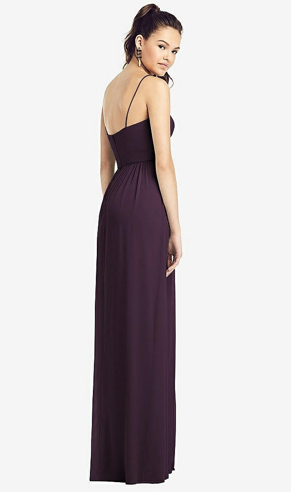 【NEW】【STYLE: TH017】スリム スパゲッティ ストラップ シフォン ドレス 前面 スリット 【COLOR: Aubergine】【SIZE: 00-30W】