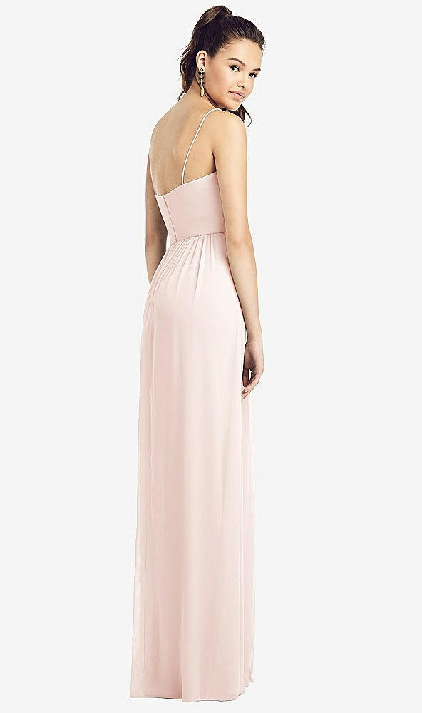 【NEW】【STYLE: TH017】スリム スパゲッティ ストラップ シフォン ドレス 前面 スリット 【COLOR: Blush】【SIZE: 00-30W】