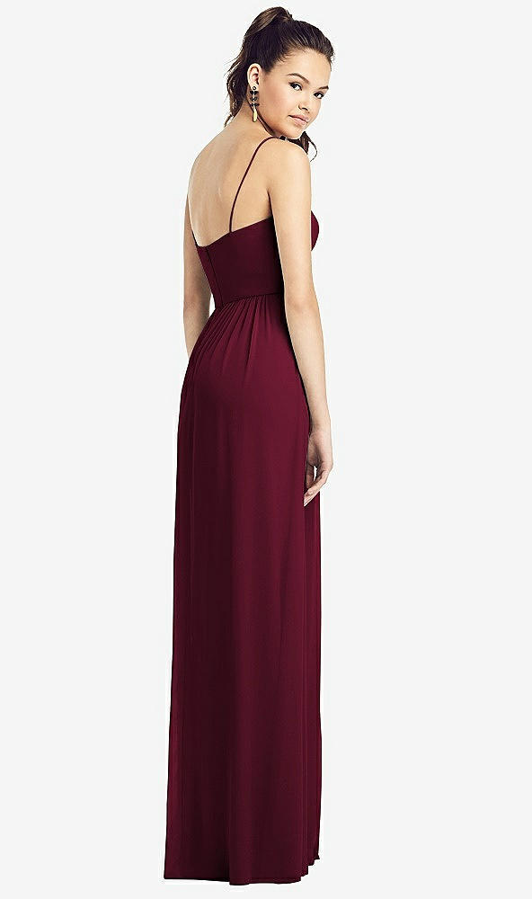 【NEW】【STYLE: TH017】スリム スパゲッティ ストラップ シフォン ドレス 前面 スリット 【COLOR: Cabernet】【SIZE: 00-30W】