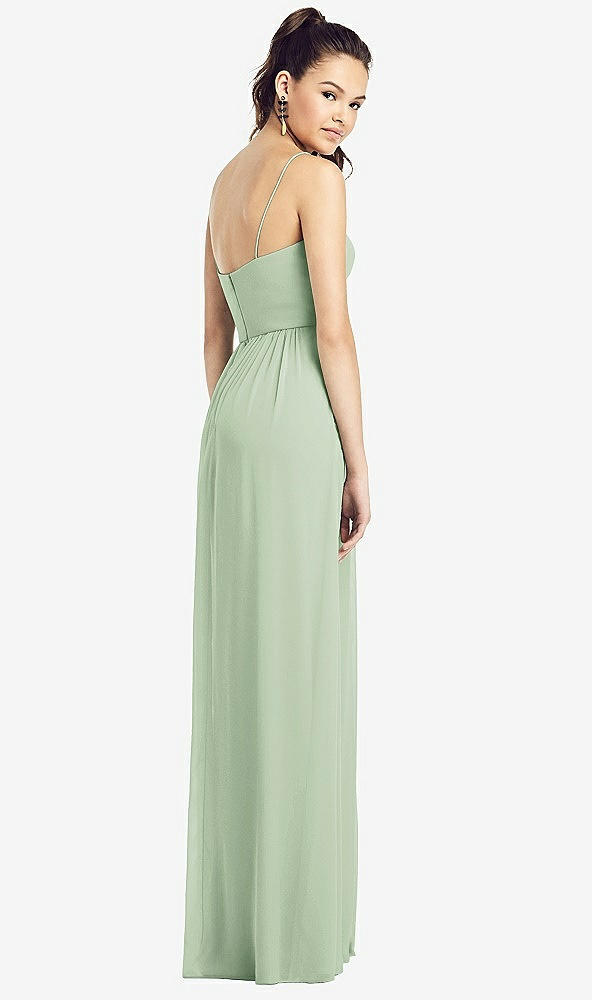 【STYLE: TH017】Slim Spaghetti Strap Chiffon Dress with Front Slit 【COLOR: Celadon】