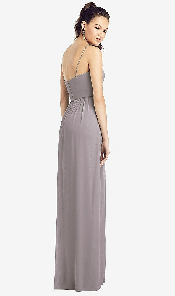 【NEW】【STYLE: TH017】スリム スパゲッティ ストラップ シフォン ドレス 前面 スリット 【COLOR: Cashmere Gray】【SIZE: 00-30W】