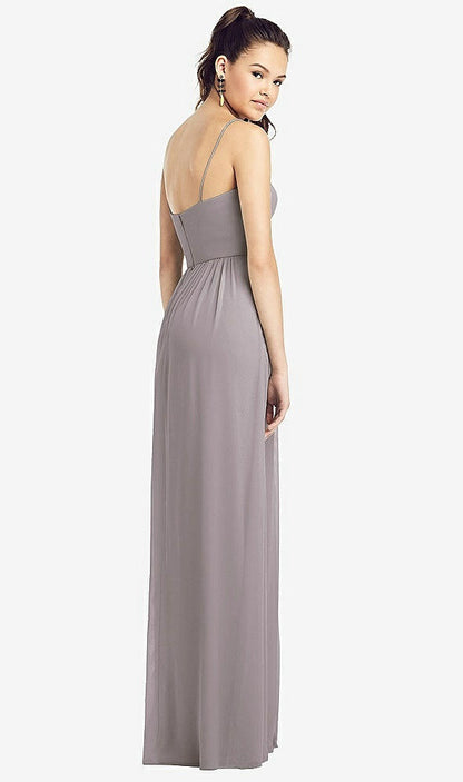 【NEW】【STYLE: TH017】スリム スパゲッティ ストラップ シフォン ドレス 前面 スリット 【COLOR: Cashmere Gray】【SIZE: 00-30W】
