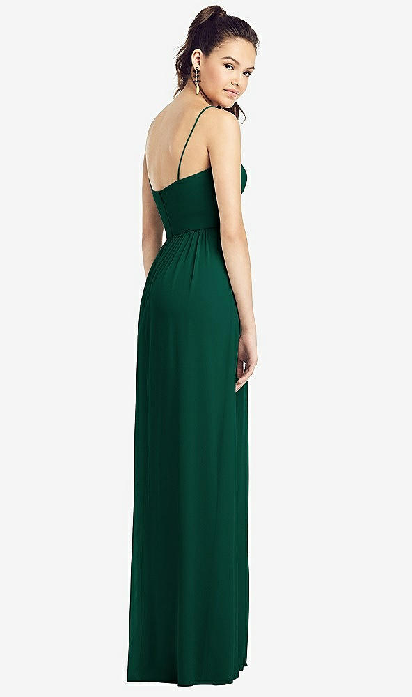 【STYLE: TH017】Slim Spaghetti Strap Chiffon Dress with Front Slit 【COLOR: Hunter Green】
