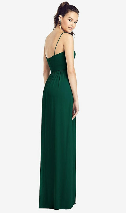 【STYLE: TH017】Slim Spaghetti Strap Chiffon Dress with Front Slit 【COLOR: Hunter Green】