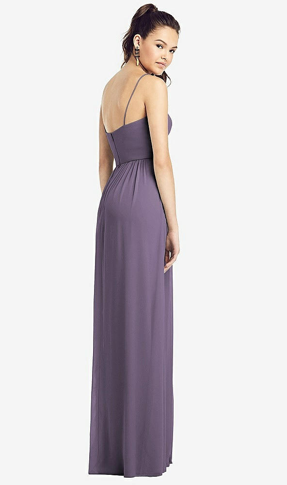 【NEW】【STYLE: TH017】スリム スパゲッティ ストラップ シフォン ドレス 前面 スリット 【COLOR: Lavender】【SIZE: 00-30W】