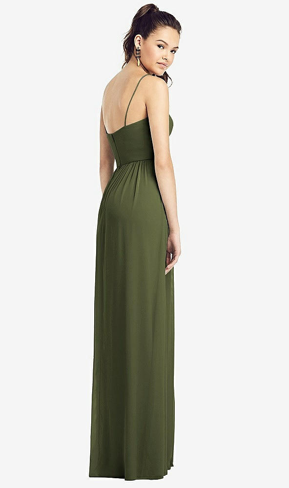 【STYLE: TH017】Slim Spaghetti Strap Chiffon Dress with Front Slit 【COLOR: Olive Green】