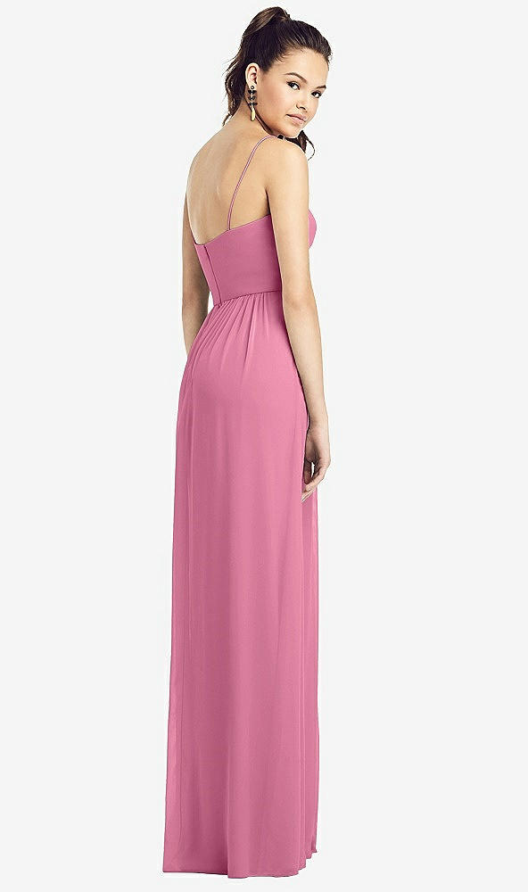 【NEW】【STYLE: TH017】スリム スパゲッティ ストラップ シフォン ドレス 前面 スリット 【COLOR: Orchid Pink】【SIZE: 00-30W】
