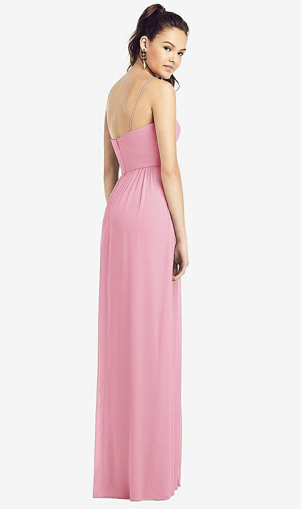 【NEW】【STYLE: TH017】スリム スパゲッティ ストラップ シフォン ドレス 前面 スリット 【COLOR: Peony Pink】【SIZE: 00-30W】