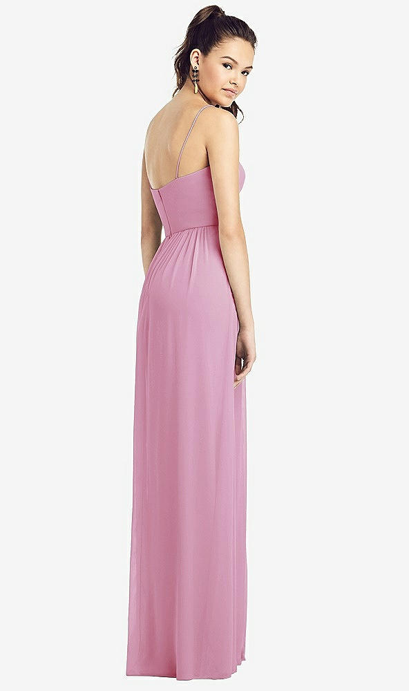 【NEW】【STYLE: TH017】スリム スパゲッティ ストラップ シフォン ドレス 前面 スリット 【COLOR: Powder Pink】【SIZE: 00-30W】