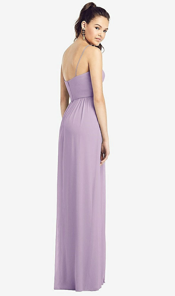 【NEW】【STYLE: TH017】スリム スパゲッティ ストラップ シフォン ドレス 前面 スリット 【COLOR: Pale Purple】【SIZE: 00-30W】