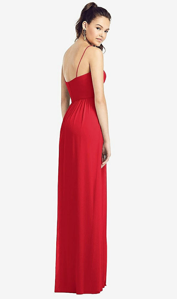 【STYLE: TH017】Slim Spaghetti Strap Chiffon Dress with Front Slit 【COLOR: Parisian Red】