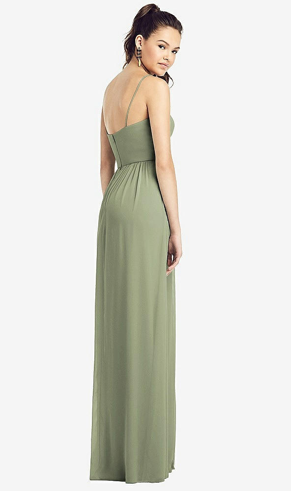 【STYLE: TH017】Slim Spaghetti Strap Chiffon Dress with Front Slit 【COLOR: Sage】