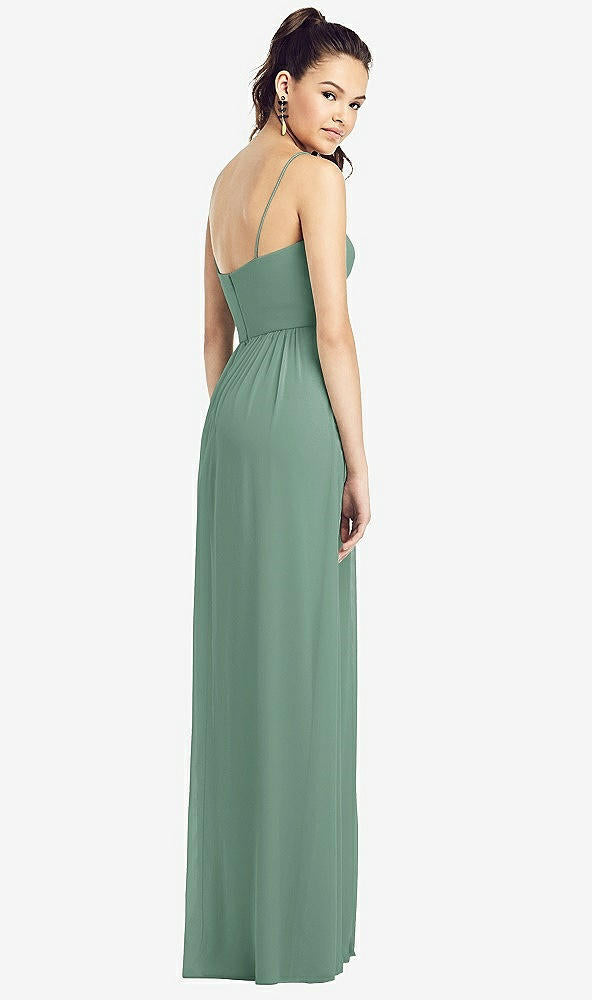 【STYLE: TH017】Slim Spaghetti Strap Chiffon Dress with Front Slit 【COLOR: Seagrass】
