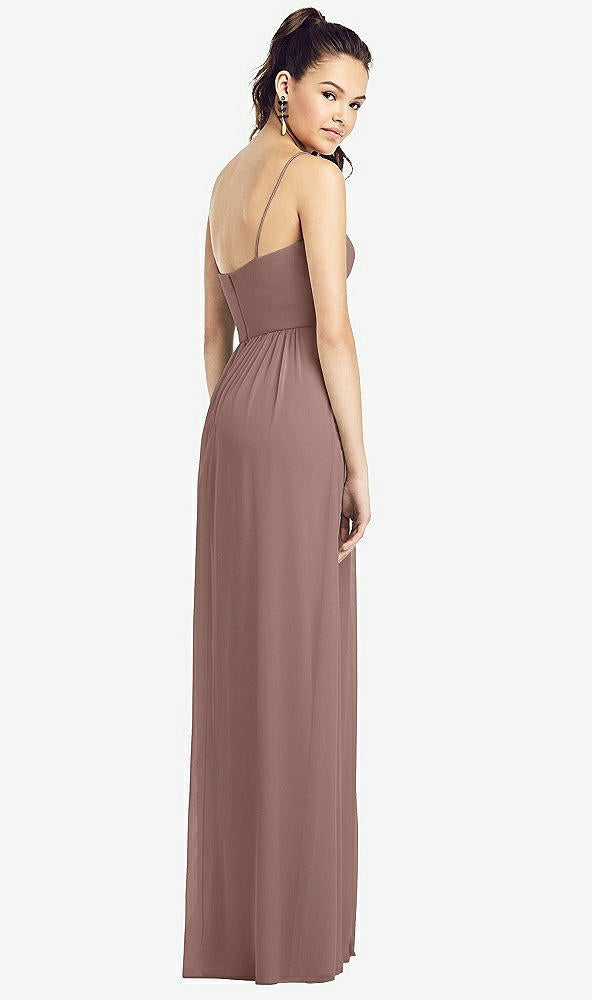 【STYLE: TH017】Slim Spaghetti Strap Chiffon Dress with Front Slit 【COLOR: Sienna】