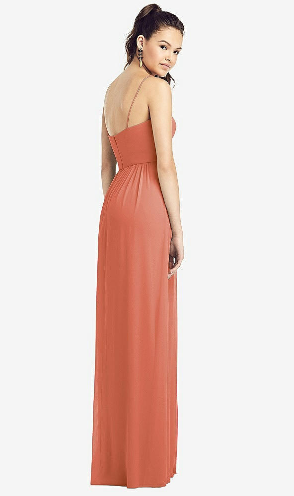 【STYLE: TH017】Slim Spaghetti Strap Chiffon Dress with Front Slit 【COLOR: Terracotta Copper】