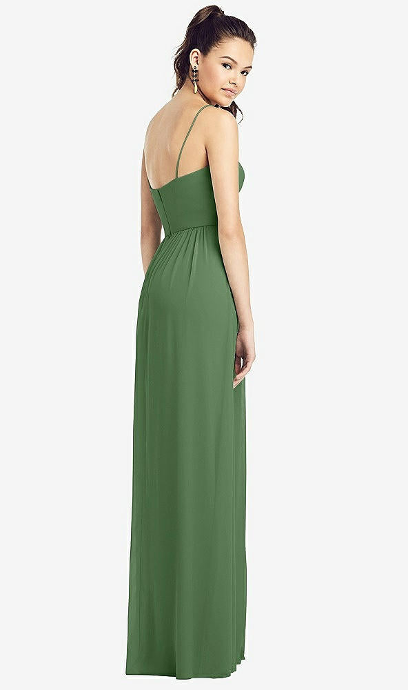 【STYLE: TH017】Slim Spaghetti Strap Chiffon Dress with Front Slit 【COLOR: Vineyard Green】
