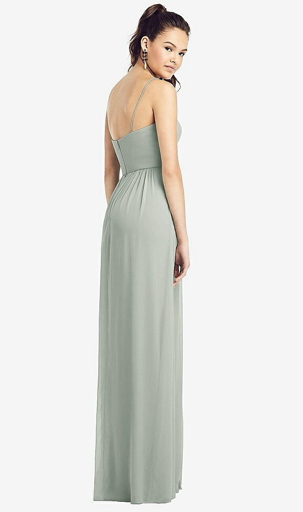 【STYLE: TH017】Slim Spaghetti Strap Chiffon Dress with Front Slit 【COLOR: Willow Green】