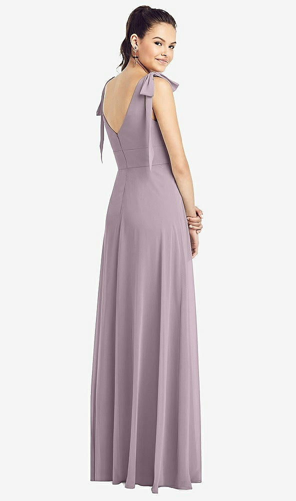 【NEW】【STYLE: TH018】弓肩 Vバック シフォン ガウン 前面 スリット【COLOR: Lilac Dusk】【SIZE: 00-30W】