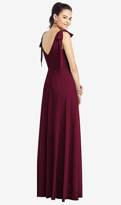【NEW】【STYLE: TH018】弓肩 Vバック シフォン ガウン 前面 スリット【COLOR: Cabernet】【SIZE: 00-30W】