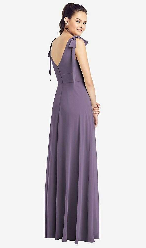 【NEW】【STYLE: TH018】弓肩 Vバック シフォン ガウン 前面 スリット【COLOR: Lavender】【SIZE: 00-30W】