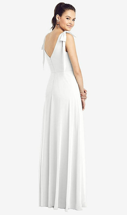 【NEW】【STYLE: TH018】弓肩 Vバック シフォン ガウン 前面 スリット【COLOR: White】【SIZE: 00-30W】
