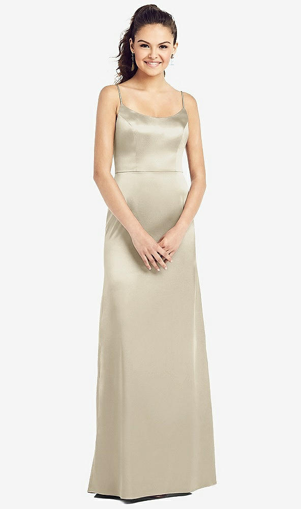 【NEW】【STYLE: TH021】スリム スパゲッティ ストラップ Vバック トランペット ガウン【COLOR: Champagne】【SIZE: 00-30W】