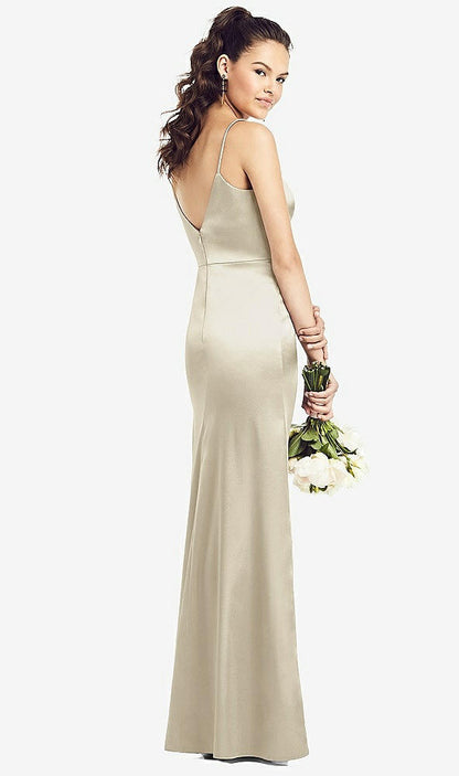 【NEW】【STYLE: TH021】スリム スパゲッティ ストラップ Vバック トランペット ガウン【COLOR: Champagne】【SIZE: 00-30W】