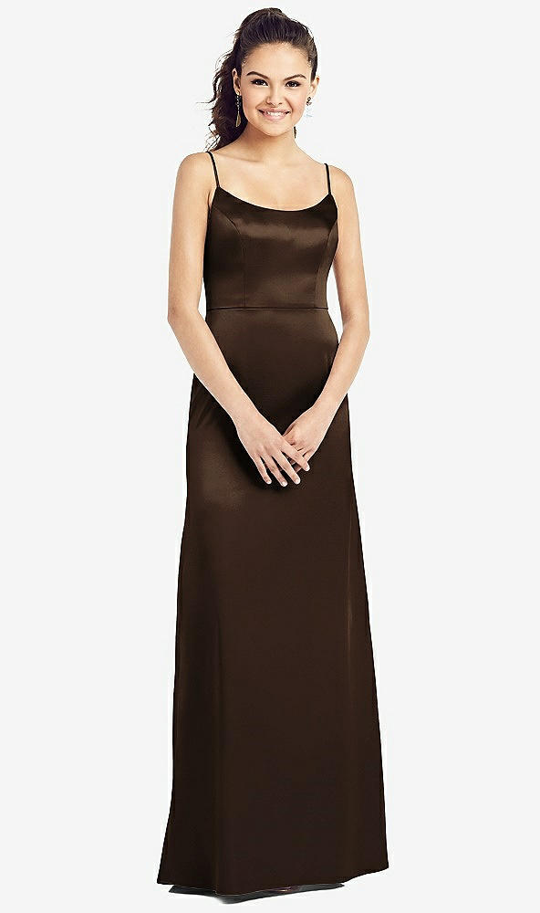 【STYLE: TH021】Slim Spaghetti Strap V-Back Trumpet Gown【COLOR: Espresso】