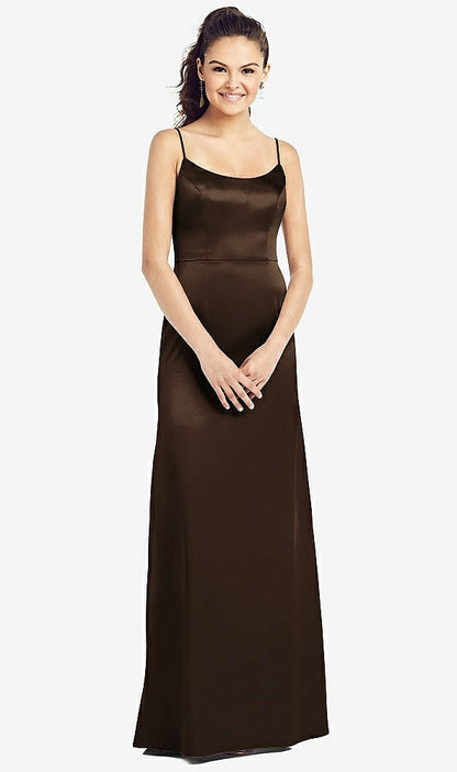 【STYLE: TH021】Slim Spaghetti Strap V-Back Trumpet Gown【COLOR: Espresso】