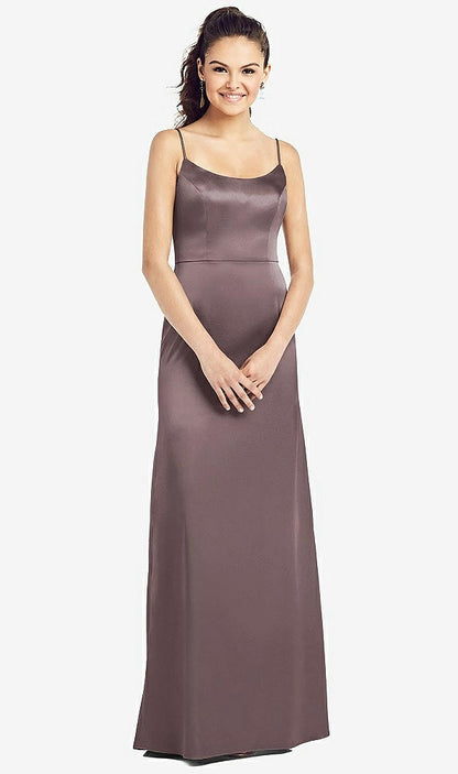 【STYLE: TH021】Slim Spaghetti Strap V-Back Trumpet Gown【COLOR: French Truffle】