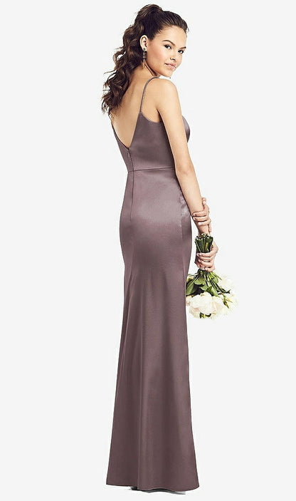 【STYLE: TH021】Slim Spaghetti Strap V-Back Trumpet Gown【COLOR: French Truffle】