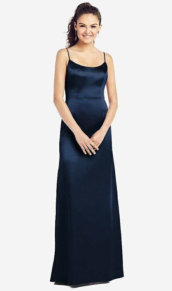 【NEW】【STYLE: TH021】スリム スパゲッティ ストラップ Vバック トランペット ガウン【COLOR: Midnight Navy】【SIZE: 00-30W】