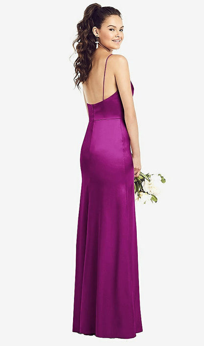 【NEW】【STYLE: TH022】スリム スパゲッティ ストラップ ラップ ボディス トランペット ガウン【COLOR: Persian Plum】【SIZE: 00-30W】