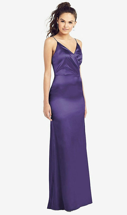 【NEW】【STYLE: TH022】スリム スパゲッティ ストラップ ラップ ボディス トランペット ガウン【COLOR: Regalia - PANTONE Ultra Violet】【SIZE: 00-30W】