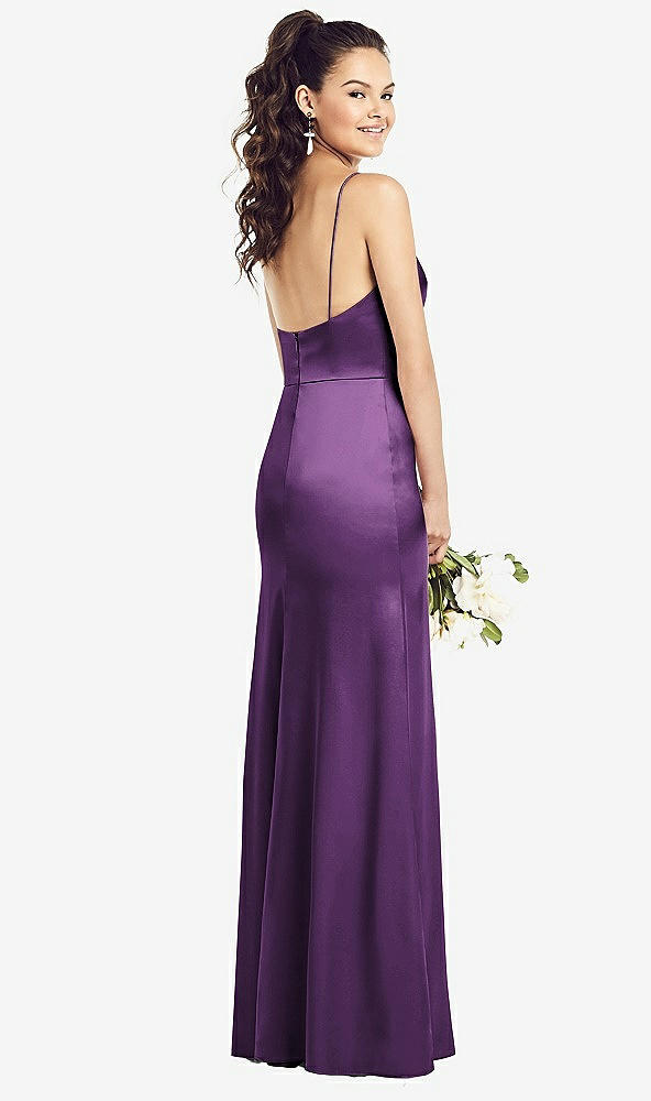 【STYLE: TH022】Slim Spaghetti Strap Wrap Bodice Trumpet Gown【COLOR: African Violet】