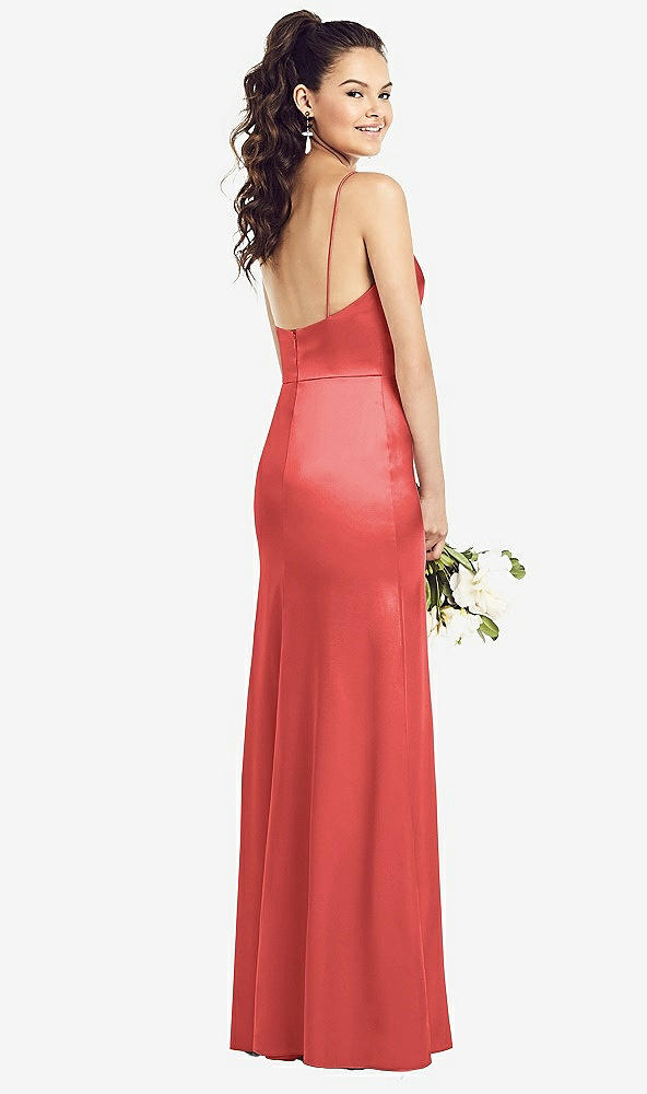 【STYLE: TH022】Slim Spaghetti Strap Wrap Bodice Trumpet Gown【COLOR: Perfect Coral】