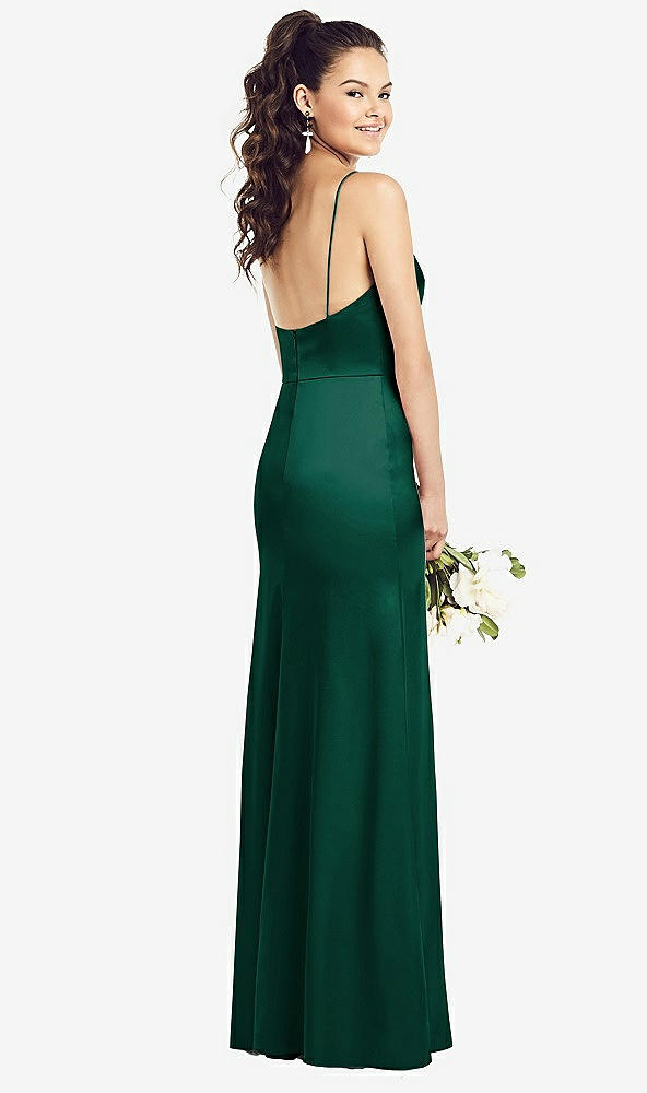 【STYLE: TH022】Slim Spaghetti Strap Wrap Bodice Trumpet Gown【COLOR: Hunter Green】