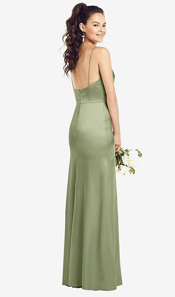 【STYLE: TH022】Slim Spaghetti Strap Wrap Bodice Trumpet Gown【COLOR: Kiwi】